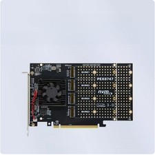 PLX8747 PCIe 3.0 X16 To 4 M.2 NVMe 4X M.2 SSD Adapter With PEX8747 IT Mode