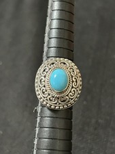 Vtg 925 Sterling Silver Turquoise Statement Ring Filigree Southwestern Boho Sz 6