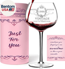 40TH Birthday Gifts for Her, Vintage 1986 Engraved 40Th Hand-Blown Wine Glass, 4