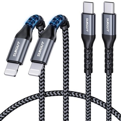 SUNGUY USB C Lightning Kabel, [0,5m 2 Stück] (MFi-zertifiziert) Kurzes Typ-C