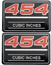 2x 454 Cubic Inch Emblem 3d Badge Valve Cover Metal Insert Decal 12393652