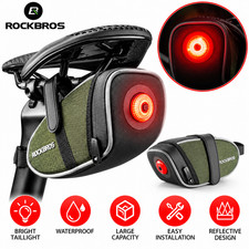 ROCKBROS Bike Saddle Bag with Taillight Rear Seat Pack MTB Road Reflective Bag
