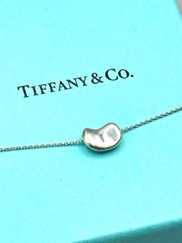 Tiffany & Co Sterling Silver Elsa Peretti Bean Pendant Necklace No Box Used