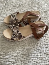 Cole Haan Zero Grand Platform Criss Cross Snakeskin Sandal 8.5