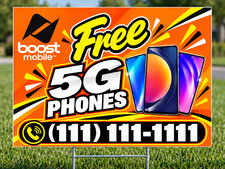 18" x 24"  Yard Signs - Boost Mobile - 2 Sided- H Stake  (CAN BE PERSONALIZED)