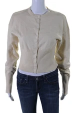 Lioness Womens Crew Neck Snap Buttoned Long Sleeved Sweater Yellow Size S