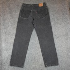 Vintage Levis Jeans Men 38x34 Black Denim 550 Relaxed Taper Pants Made in USA Y2