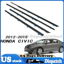 4pcs Door Belt Moldings Window Weatherstrip For Honda Civic 2012 2013 2014 2015