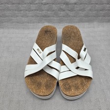 REEF Cushion Bloom Slip-On Crisscross Platform Sandals Womens Size 10 White