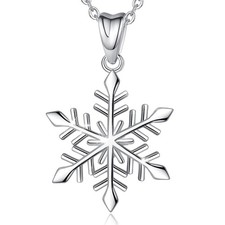 EUDORA Sterling Silver Snowflake Pendant Necklace Elegant Snow Gift for Women...