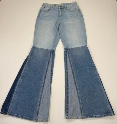 Shyanne Patchwork Bell Bottom Jeans Womens 28x34 Blue High Rise Western Cowgirl