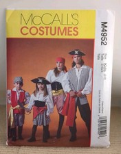 McCall 4952 Pirate Buccaneer Raider Marauder Costume Pattern KIDS Sz 3-8 Uncut