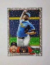 2023 Topps Holiday BRANDON WOODRUFF Silver Snowflake H187 w/4 FREE Brewers cards
