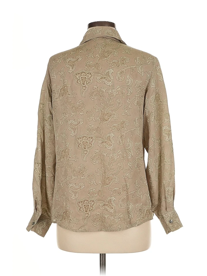 Top de seda de manga larga marrón Alfani para mujer 8 Foto 2 de 4