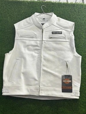 Harley-Davidson Men s Genuine Leather Motorcycle Vest | Biker Riding Gear