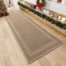 AMOAMI Waffle Bath Mat 24"x48" Beige - Absorbent Non-Slip Bathroom Rug