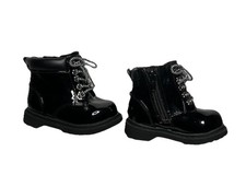 Girl s Boots Sz 4-T Side Wonder Nation Black Glossy Toddler Zipper New