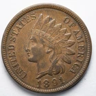 1891 Indian Head Penny Cent Extremely Fine (XF)