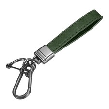 Car Key Chain Ring Clip Leather Keychain Key Fob with D Ring, Dark Green