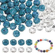 100 Pcs 10mm Rhinestone  Spacer Beads for Jewelry Making, Porous Blue