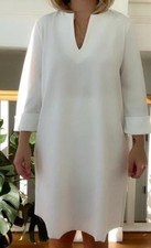 NWT ZARA WHITE Tunic MIDI  DRESS SHORT TEXTURED SLEEVES SIZE S Small