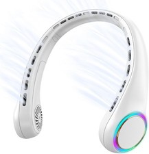 Wearable Cooling Fan - White Rechargeable Neck Fan For Working in Hot Weather