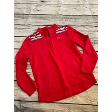 Vineyard Vines Red Fair Isle Whale Quarter Zip Pullover Sweater Size M 10-12