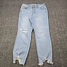 Judy Blue Jeans Womens 13/31 Light Wash Boyfriend Distressed Frayed Hem JB88389