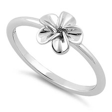 925 Sterling Silver Single Plumeria Flower Ring