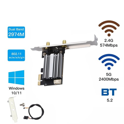 AX3000 Chipset PCIe WiFi 6 For Intel AX200 WiFi Card PC Adapter For Nokia/Sony - Afbeelding 14 van 17
