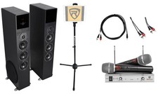 Rockville Bluetooth Home Theater/Karaoke Machine System 2 Mics Subs iPad Stand