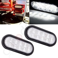 6" 10 LED Oval Truck Trailer White Stop/Turn/Tail Backup Light w/Flush Mount 12V