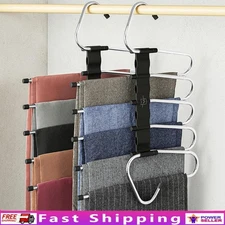 Space Saving Multi-Layer Pants Hangers Non-Slip Heavy Duty Closet Organizer New