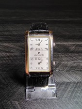 Orologio Uomo Vintage Pierre Cardin Tono Argento Doppio Tempo Cinturino Originale