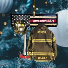 Personalized Firefighter Ornament Custom Name Firefighter Ornaments Two Sided Ha