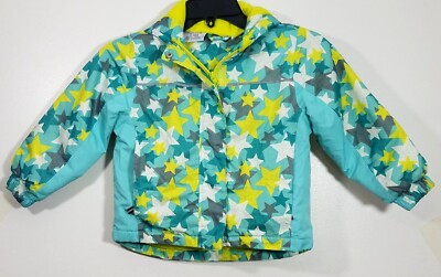 Lupilu Kids Insulated Rain  Jacket Hooded Star Patterned Blue Green Water-proof