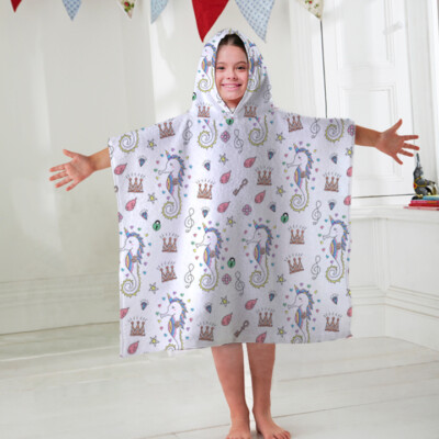 Poncho Asciugamano con Cappuccio, Adulto Spiaggia Robe Cambiarsi Microfibra Telo da Bagno Copricostume Accappatoio per Mare Surf Nuoto-Unicorno Lupo Giraffe Dream Catcher (Style 8, 75x110 cm