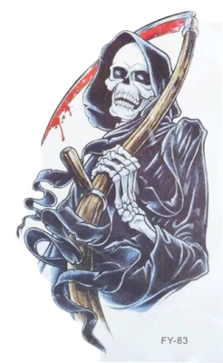 BELDIS Flash Disposable Temporary Adhesive Death Scythe Blood Gothic Skeleton Gift Party Holiday