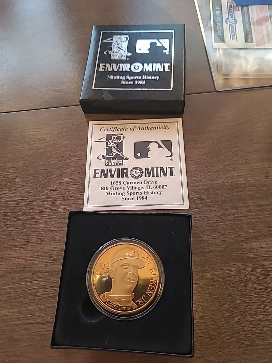 1998 Enviro Mint Cal Ripken Jr Commemorative Gold Coin In Box