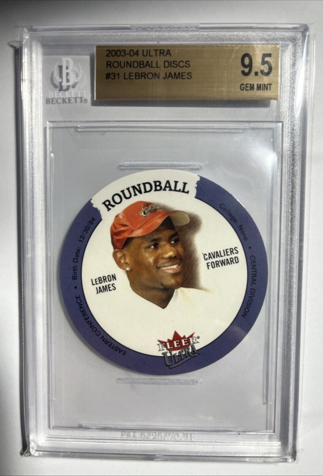 2003-04 Lebron James RC #31 Ultra Roundball Discs Rookie BGS 9.5 Gem Mint