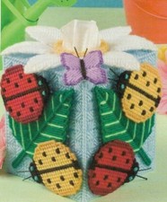 SUMMER GARDEN TISSUE COVER BUTTERFLY LADYBUG PLASTIC CANVAS PATTERN INSTRUCTIONS