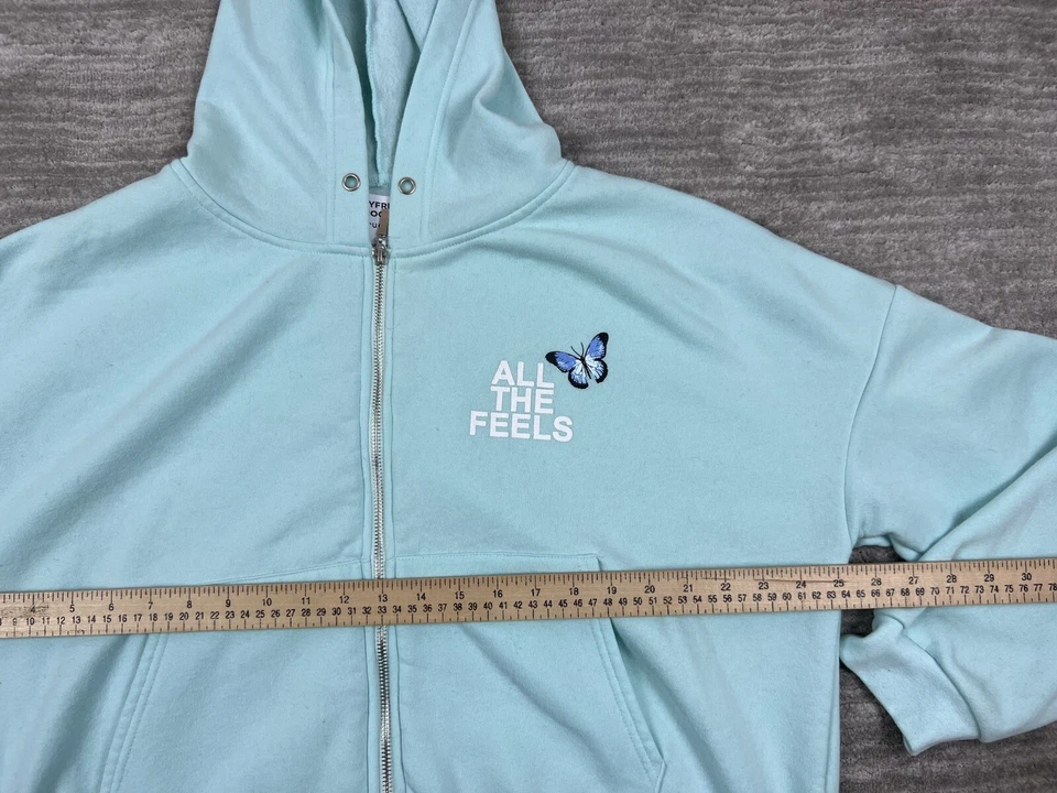 Sudadera con capucha Rue 21 para mujer azul medio cremallera completa sin cordón novio Foto 4 de 4