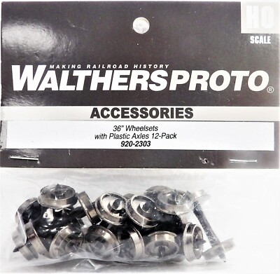 Walthers 920-2301 HO Scale 33" Metal Wheelsets (12 Pack) With Plastic Axles - RP-25 Profile For Model Trains
