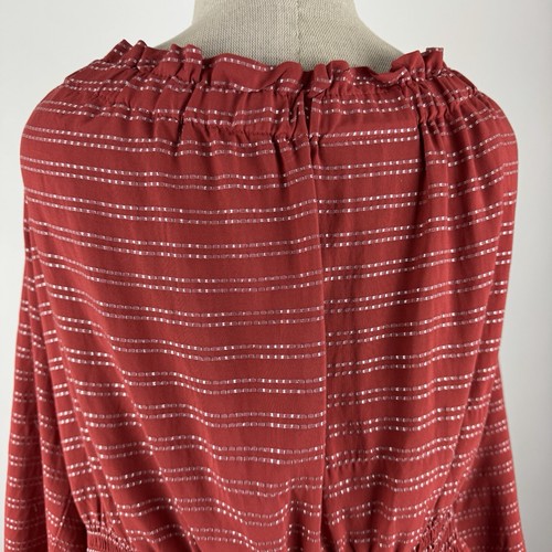 Lane Bryant Smocked Waist Blouse Red Size 18/20 Bohemian Off The Shoulder Peplum - Picture 9 of 19