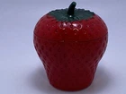 Vintage Hazel Atlas Strawberry Jam Jar Milk Glass w/Lid 4" 1950's