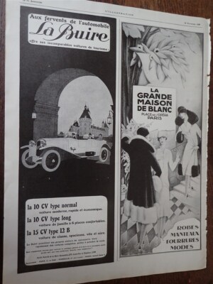 LA BUIRE Auto + PALMOLIVENSEIFE Reklame Papier ILLUSTRATION 1925