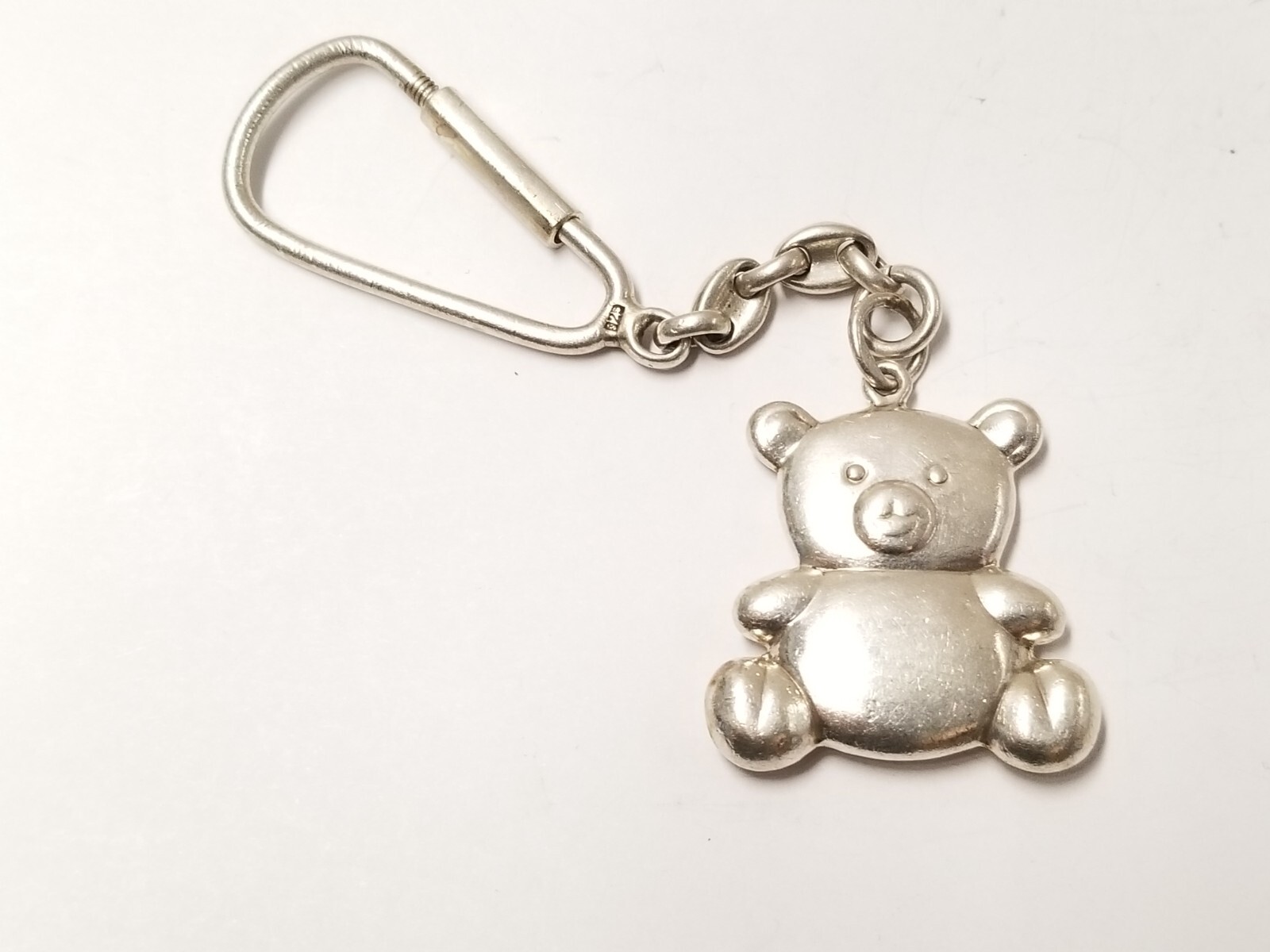 Solid 925 Sterling Silver Teddy Bear Key Chain (3… - image 1