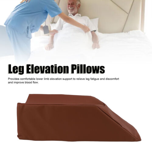 50x20x15cm Leg Elevation Pillows Sponge Brown Leather Relieve Leg Fatigue JY DO - Picture 1 of 12