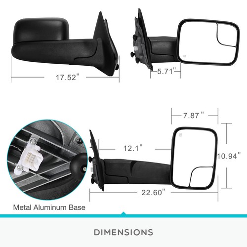 VIOHI 2pcs Left & Right Side Non-Heated Exterior Rear View Mirror Glass Without Trun Signal Compatible With Dodge Ram 1500 05-08|Dodge Ram 2500/3500 05-09 SET-DG131GR 5161009AA - Foto 4