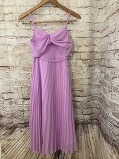 Asos Dress Womens 4 Midi Purple Pleated Ultra Flowy Twist Front Belted Lined